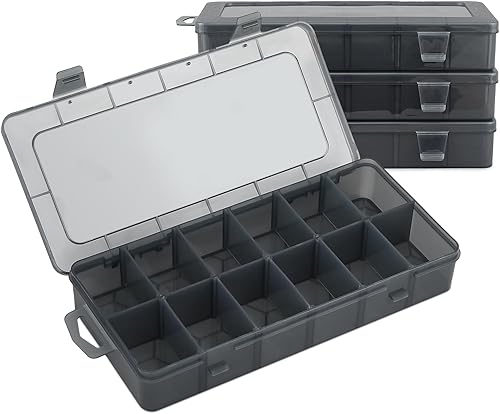 Miniatura 11 de MoNiBloom Organizador de Cajas de Aparejos Portátil con Bandeja Extraíble, Caja de Herramientas de Almacenamiento de Plástico Transparente