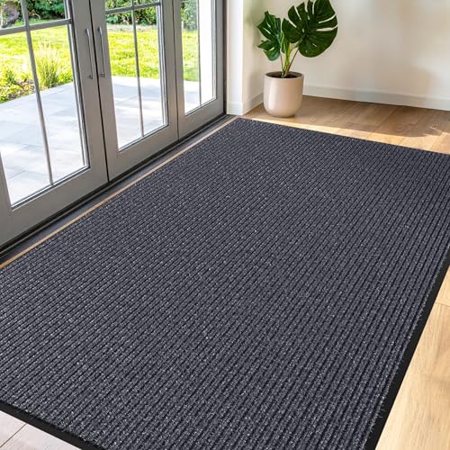 Large Door Mat 3 x 5 Grey Heavy Duty Commercial Floor Mat Industrial Floor Mat for High Traffic Areas Or Business Entryway Nonslip Rubber Backing.