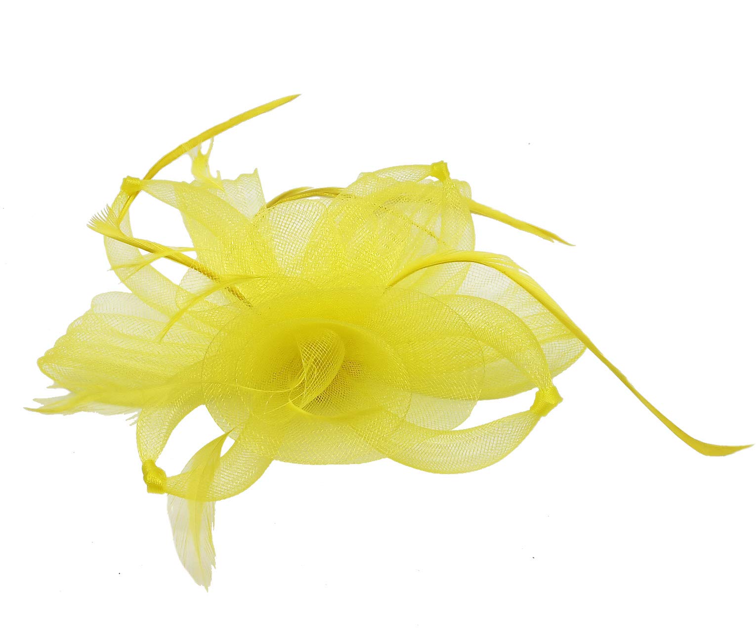 Finecy In Women's Yellow New Feather Flower Headband Fascinator Clip Races Wedding Party Royal Ascot (Yellow)