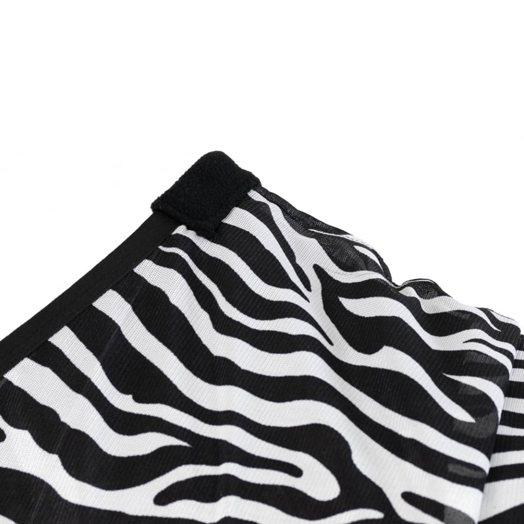 Zebra Fliegendecke mit Kreuzgurt – reißfeste & feinmaschige Pferdedecke – Weidedecke – 145 cm