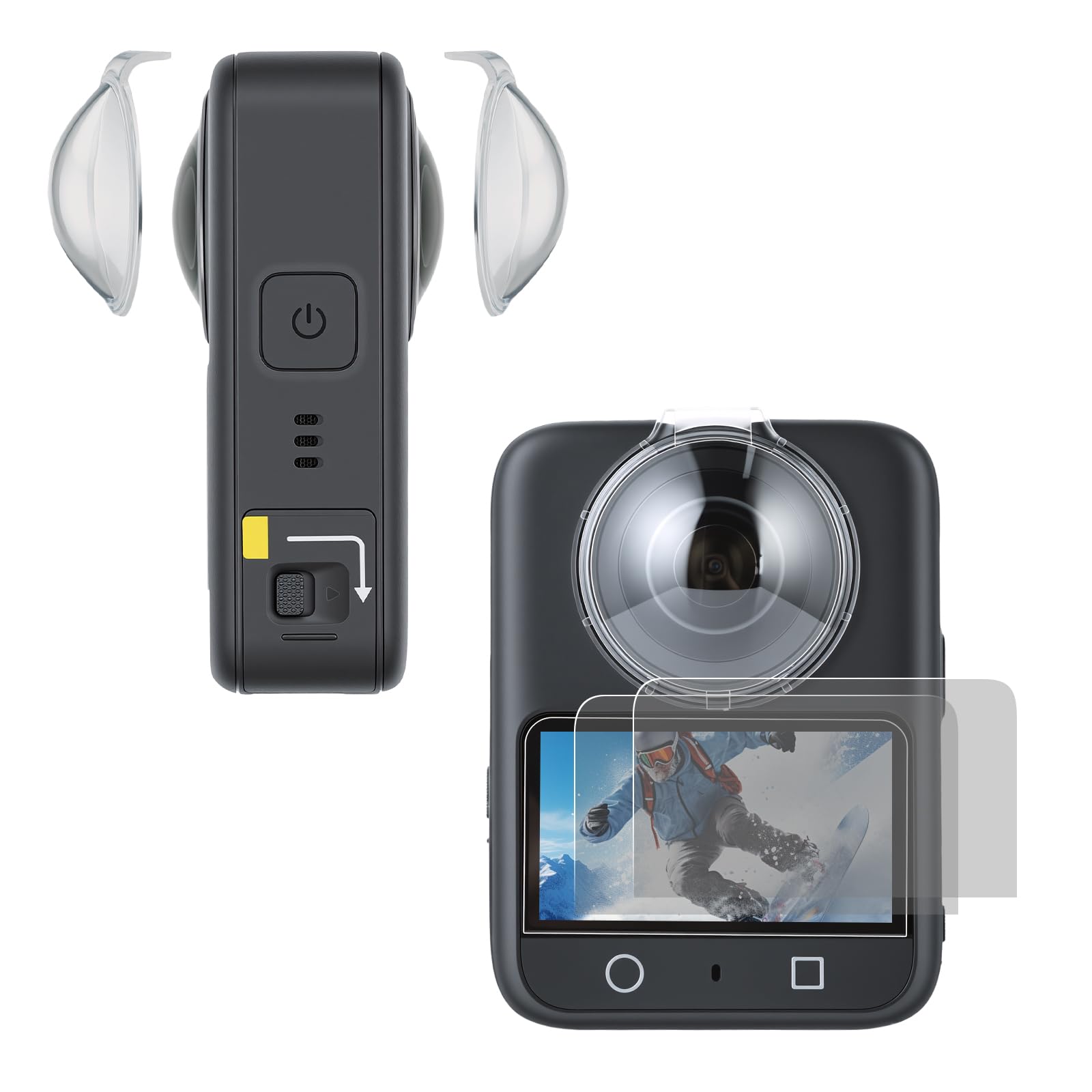 OTraki 2 szt. Ochraniacz ekranu i obiektywu do DJI Osmo 360, przezroczysta osłona obiektywu HD folia ze szkła hartowanego odporna na kurz i zarysowania, akcesoria do Osmo 360 Panoramic