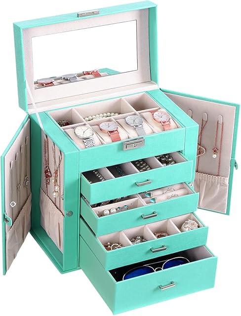 ANWBROAD Jewelry Box with Removable Drawers for Women Large Jewelry Organizer in Different Ways for All Your Jewelry Sturdy Jewelry Case JJB003