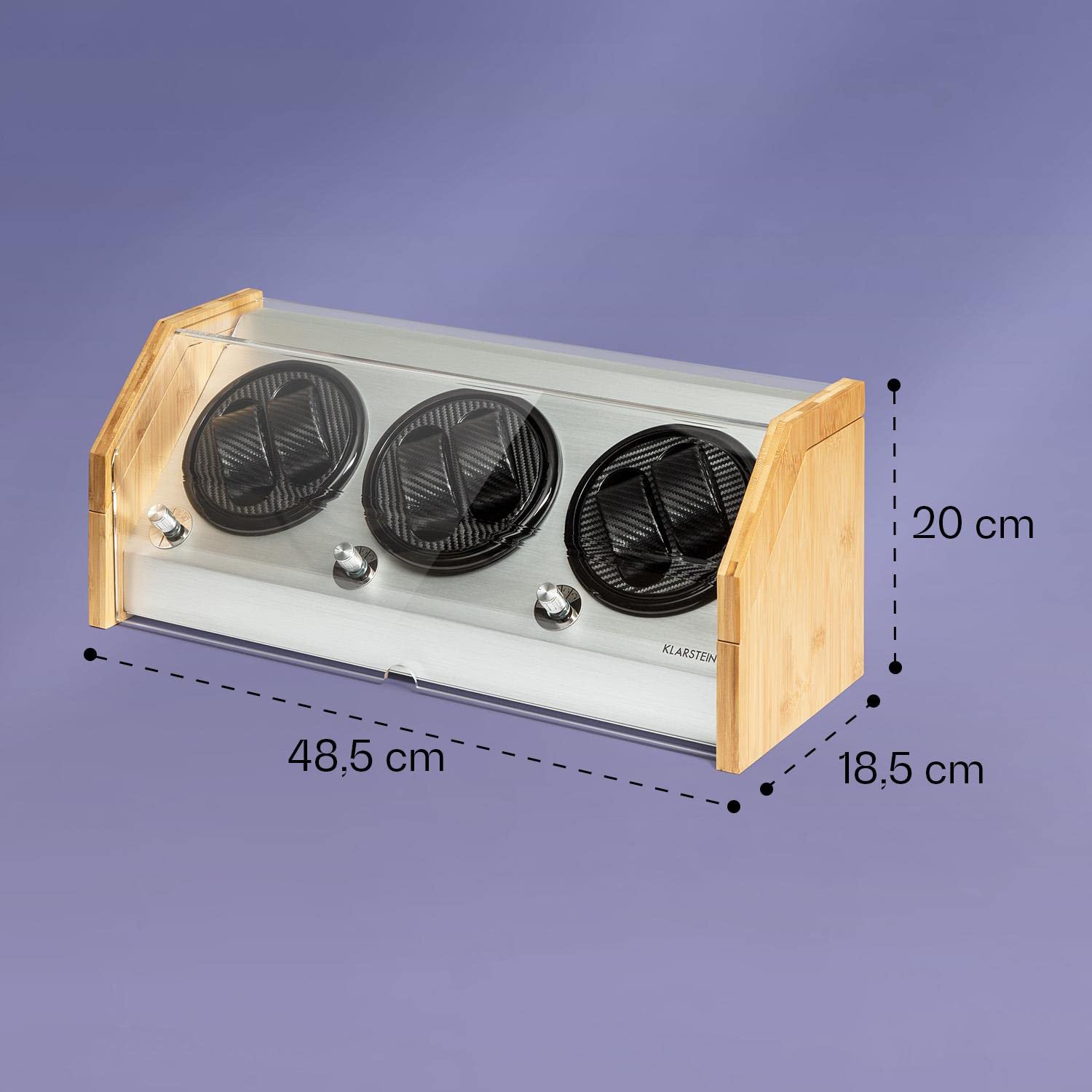 KLARSTEIN Garonne 6 Remontoir pour Montres automatiques - Remontoir avec 3 Plateaux rotatifs pour 6 Montres, Remontoir avec 3 Vitesses de Rotation, 4 Modes de Rotation, boîtier en Bambou