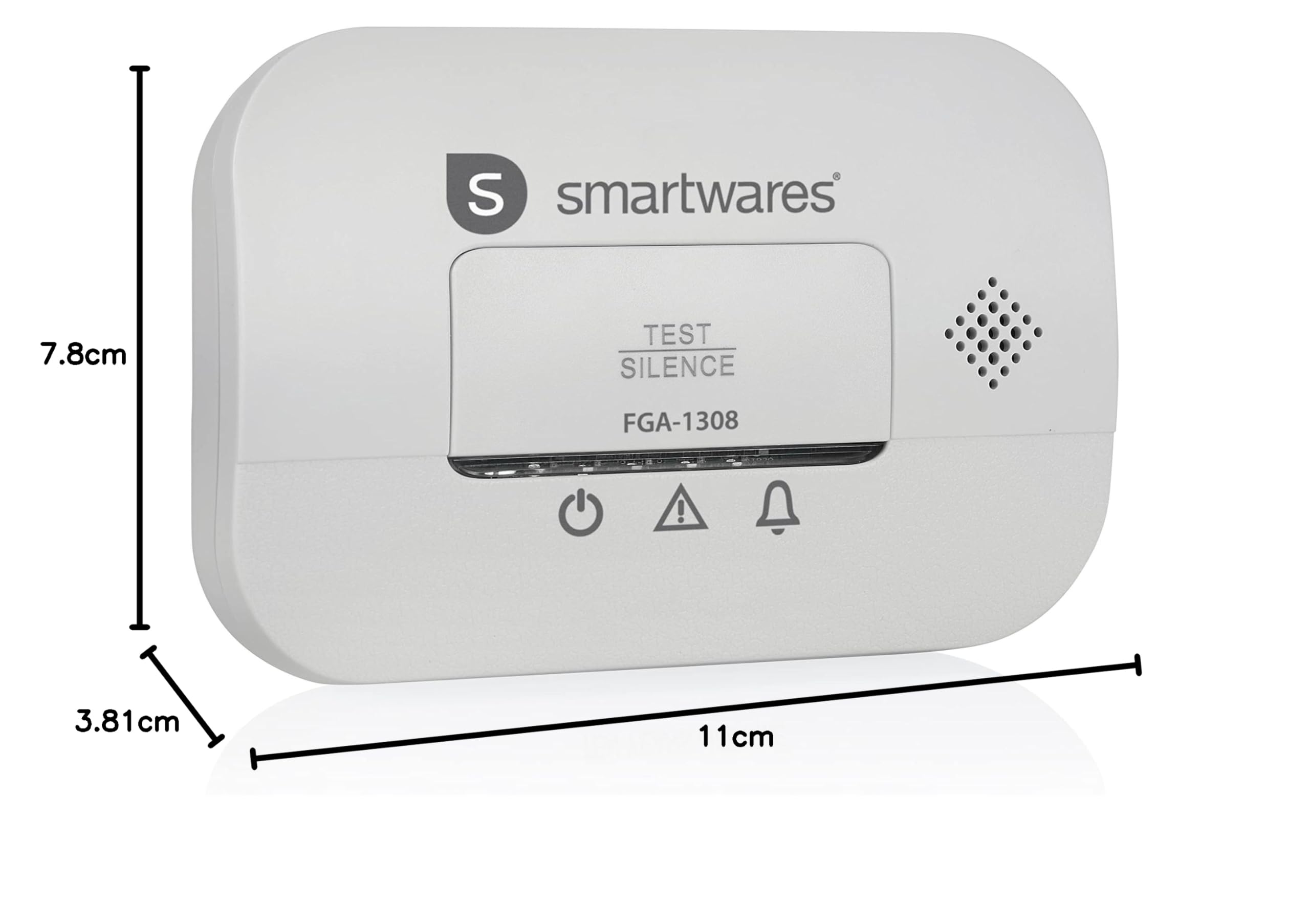 Smartwares Détecteur de monoxyde de Carbone - Certifié NF - Capteur 10 Ans - Piles 3 Ans - avec voyants Lumineux et Bouton de Test - FGA-13081FR