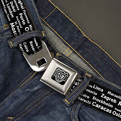 Cinturón de seguridad negro y blanco con hebilla original 2