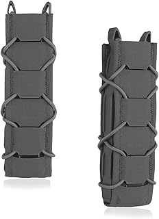 ZFFOZZ Bolsa de Cargador Elástica de Camuflaje Multifuncional Táctica de 2 Piezas con Sistema MOLLE y Bolsa Organizadora de Herramientas Elástica Ajustable(Gray)