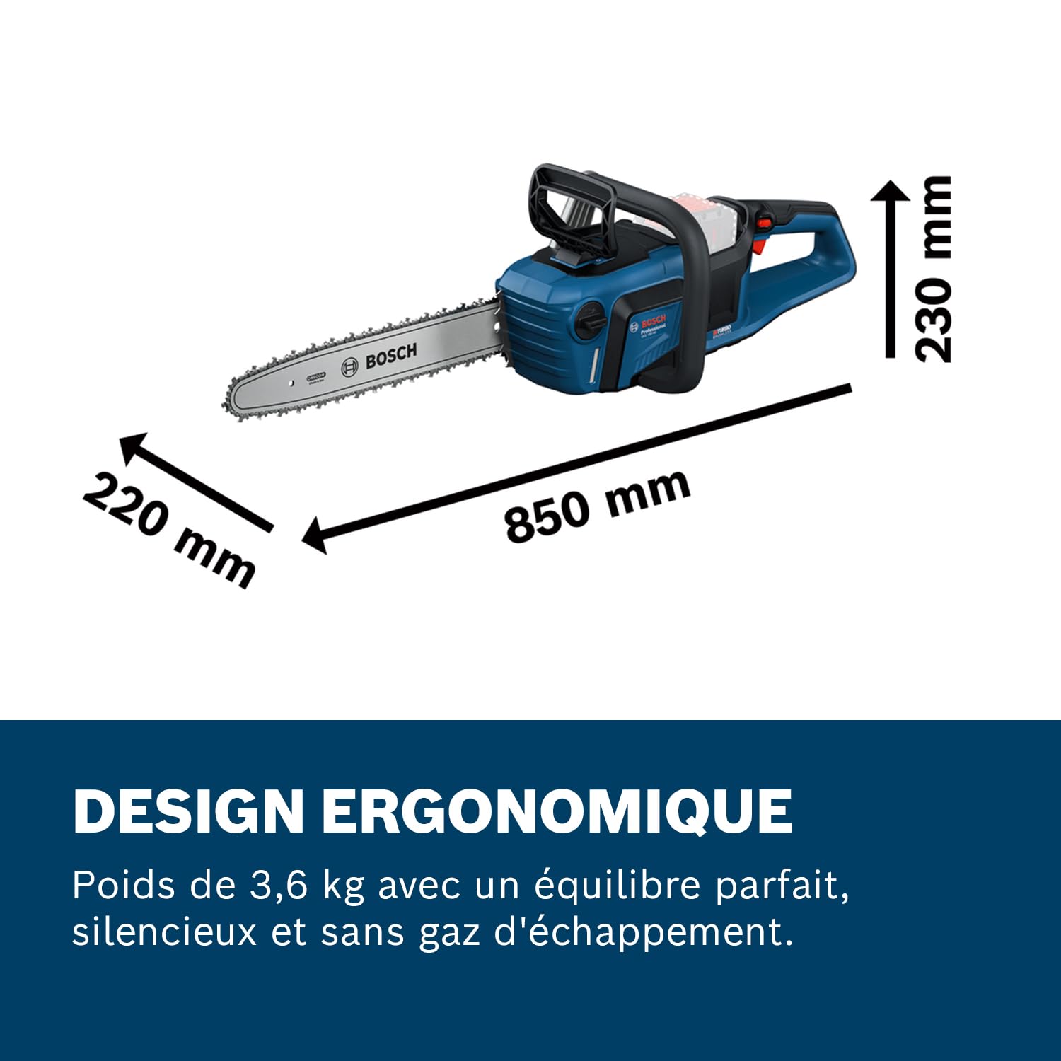 Bosch Professional 18V System tronçonneuse à chaîne GKE 18V-40 (guide-chaîne de 40 cm, moteur sans charbons à technologie BITURBO, avec clé intégrée en T, couvre-chaîne, sans batterie)