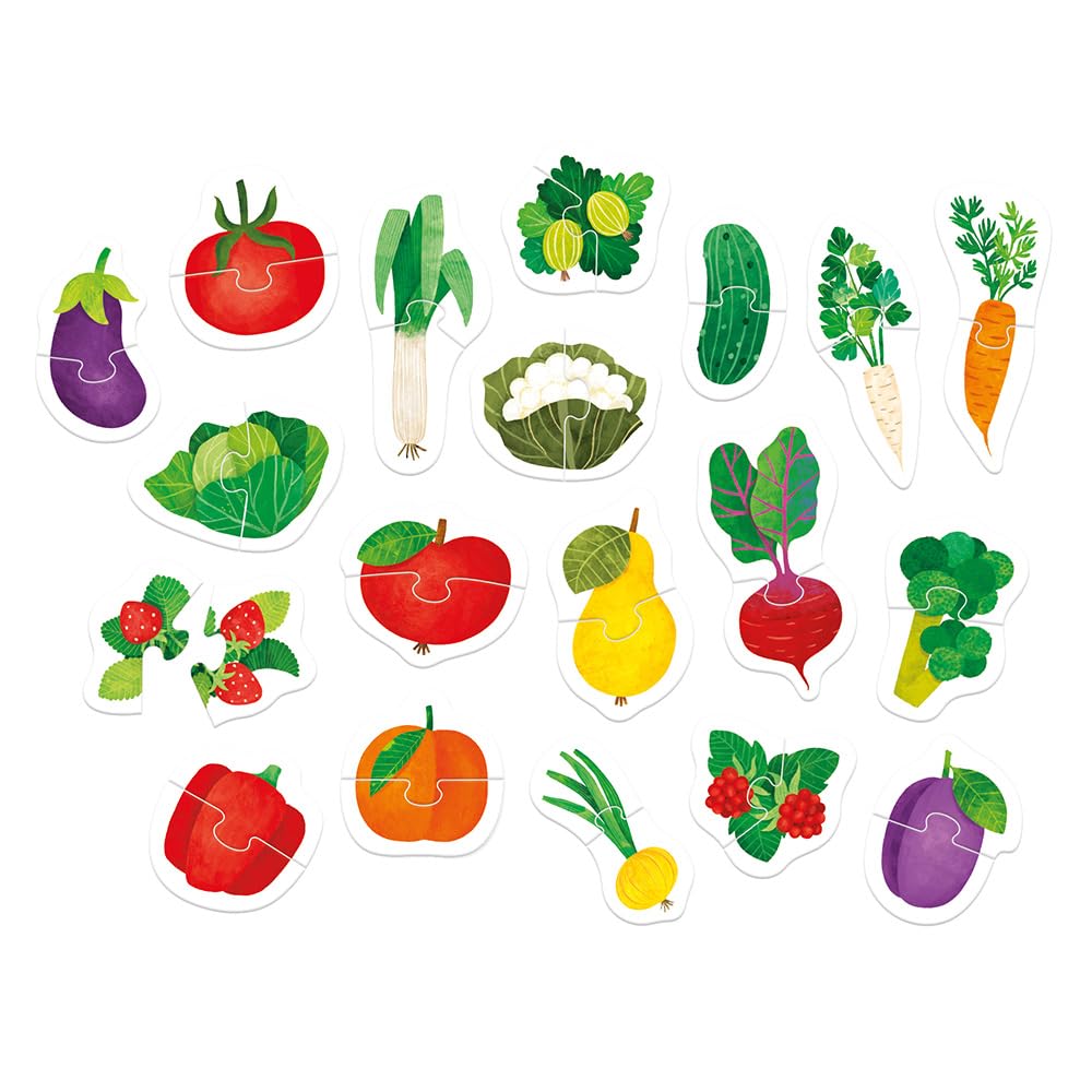 Banana Panda Fruits & Veggies First Puzzle para niños pequeños – 19 coloridos rompecabezas de 2 piezas a juego | Juego educativo para mayores de 18 meses | Desarrolla el lenguaje, la observación y las