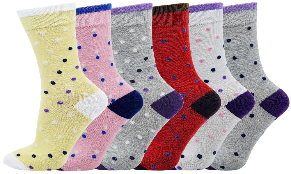 Ladies Womens Ankle Socks Cotton Rich Funky Designs Multipack Of 6 Pairs Size 4-8 (UK, Numeric, 4, 8, Regular, Regular, Spots)