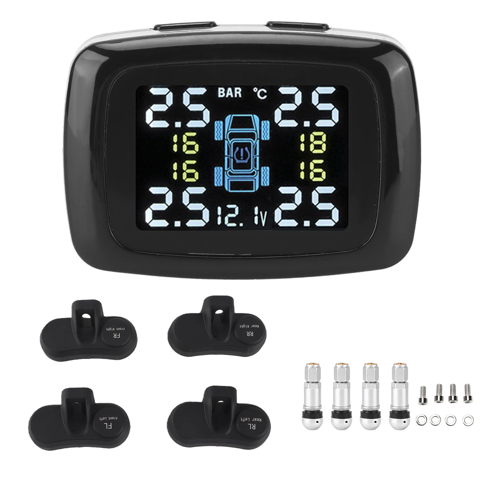 Shkalacar Système Intelligent de Surveillance de la Pression des Pneus TPMS avec 4 Capteurs Internes, Alarme en Temps Réel pour Voitures, SUV, Camionnettes