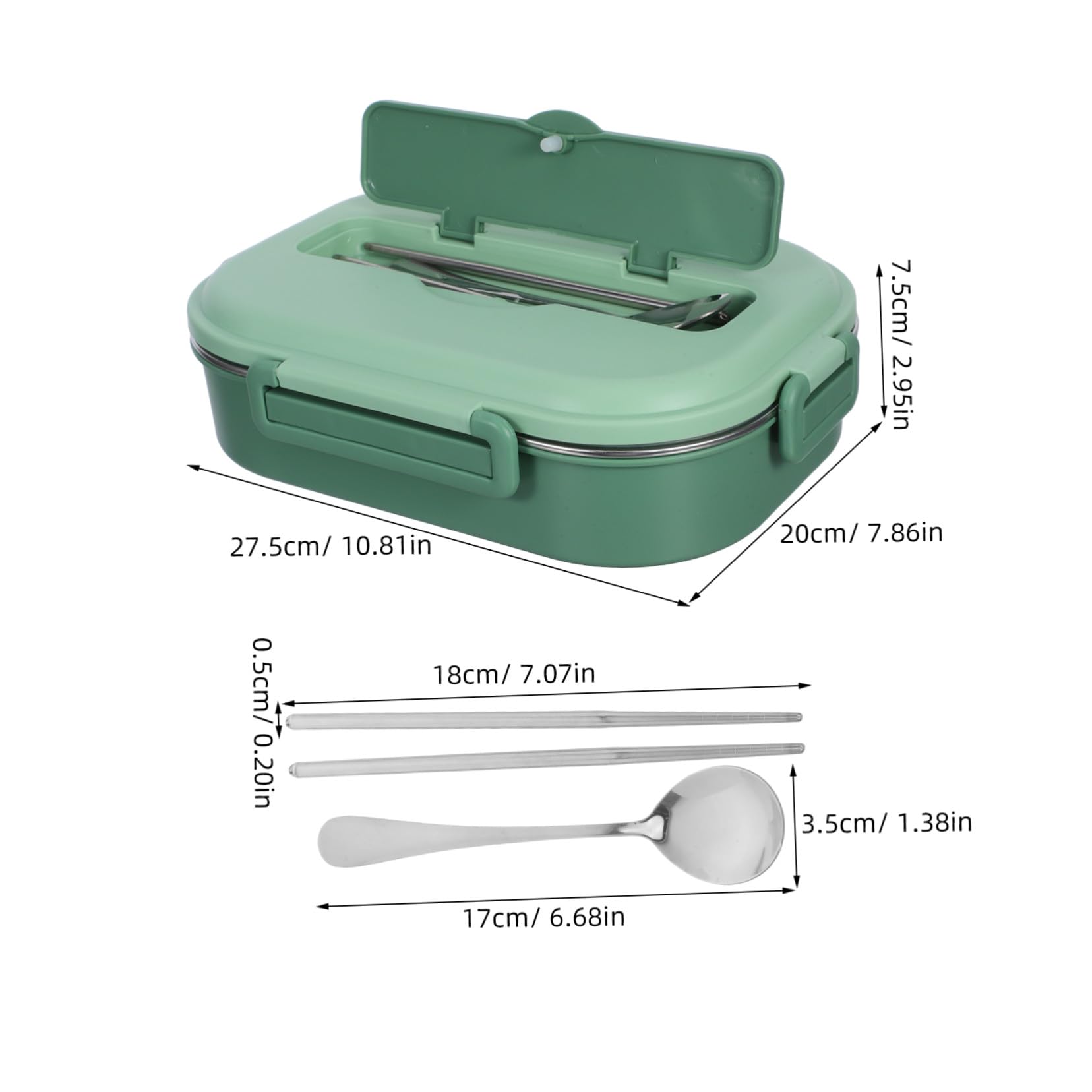 Fiambrera Acero Inoxidable Infantil 1500ml Verde con 4 Compartimentos | Taper de Acero Inoxidable con Tapa, Caja de Refrigerio Bento, Bento Box, Loncheras para Decoracion Colegio