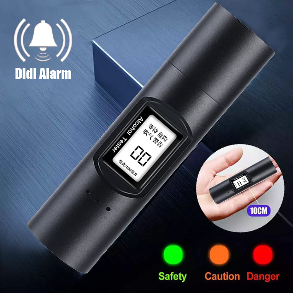 Etilometro Portatile Auto per Alcol Test con Schermo LED Digitale Tester Digitale Ricaricabile USB Dell'Alcool Nero