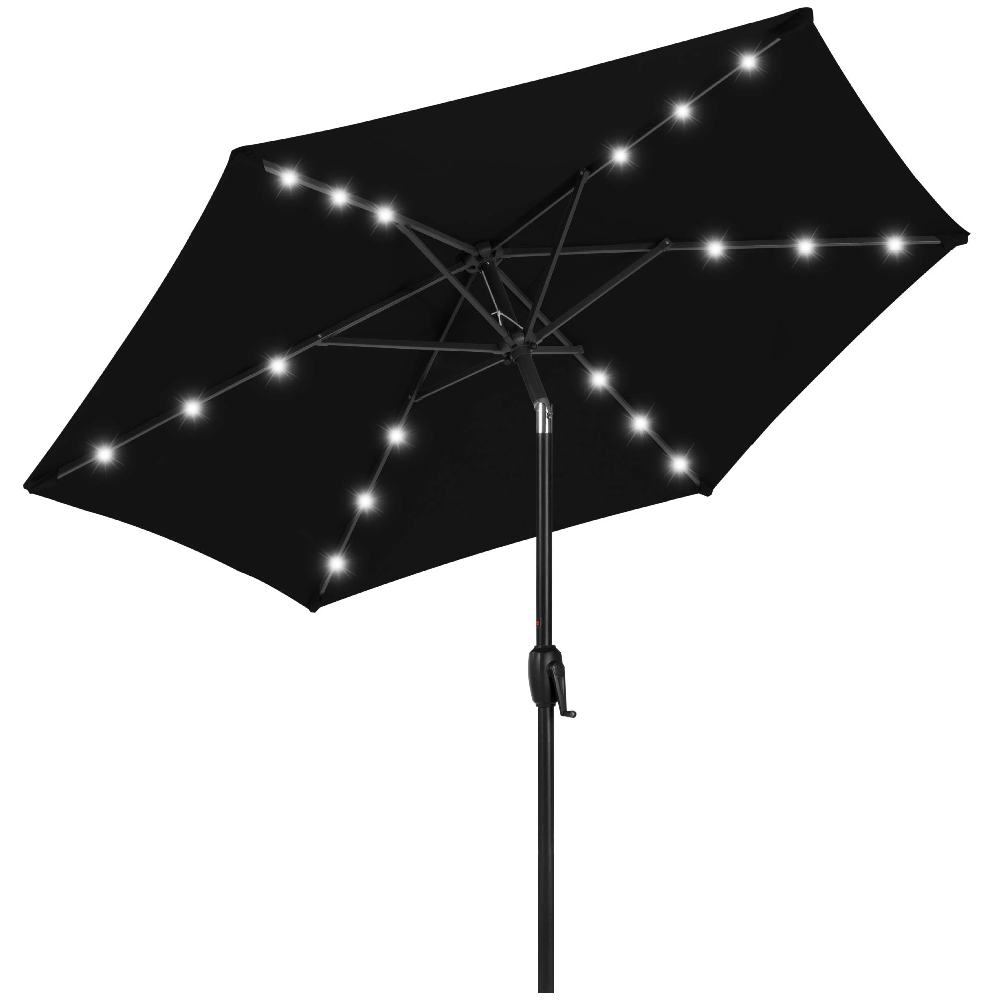 Amazon Com Best Choice Products 7 5ft Outdoor Solar Market Table Patio Umbrella For Deck Pool W Tilt Crank Led Lights Black Garden Outdoor
