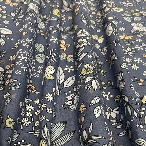 Tissu en coton popeline 40S au mètre imprimé fleurs pastorales pour robe élégante