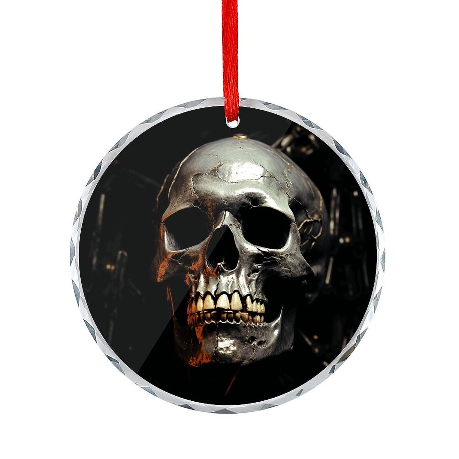 Fodpand Women's Style Eerie Scary Skull Round Glass Ornament Keepsake Gift Exchange Ideas Car Decor,Christmas Ornaments For Tree Window Garden Ornaments