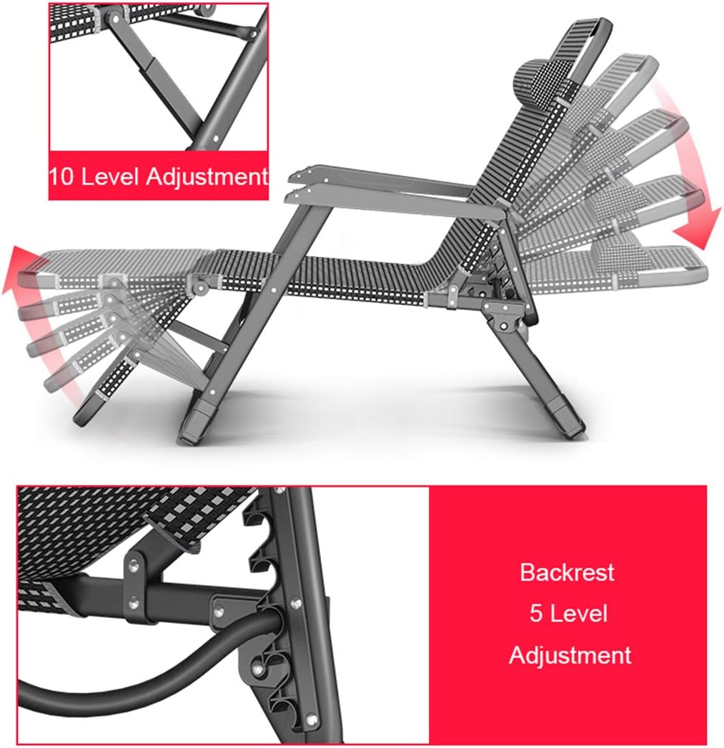 Outdoor Sun Lounger Recliner Chairs Leisure Folding Reclining Chair Adjustable Backrest Portable Garden Chair for Outdoor Patio, Camping, Beach, Deck Max.200 kg