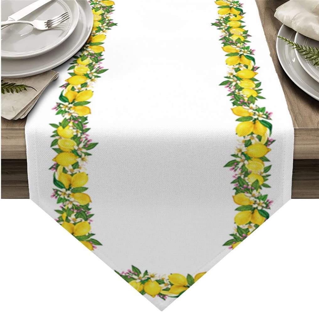 Fruit Lemon Table Runner for Wedding Banquet Home Festival Party Dinning Table Decoration Table Runner(46x183cm)