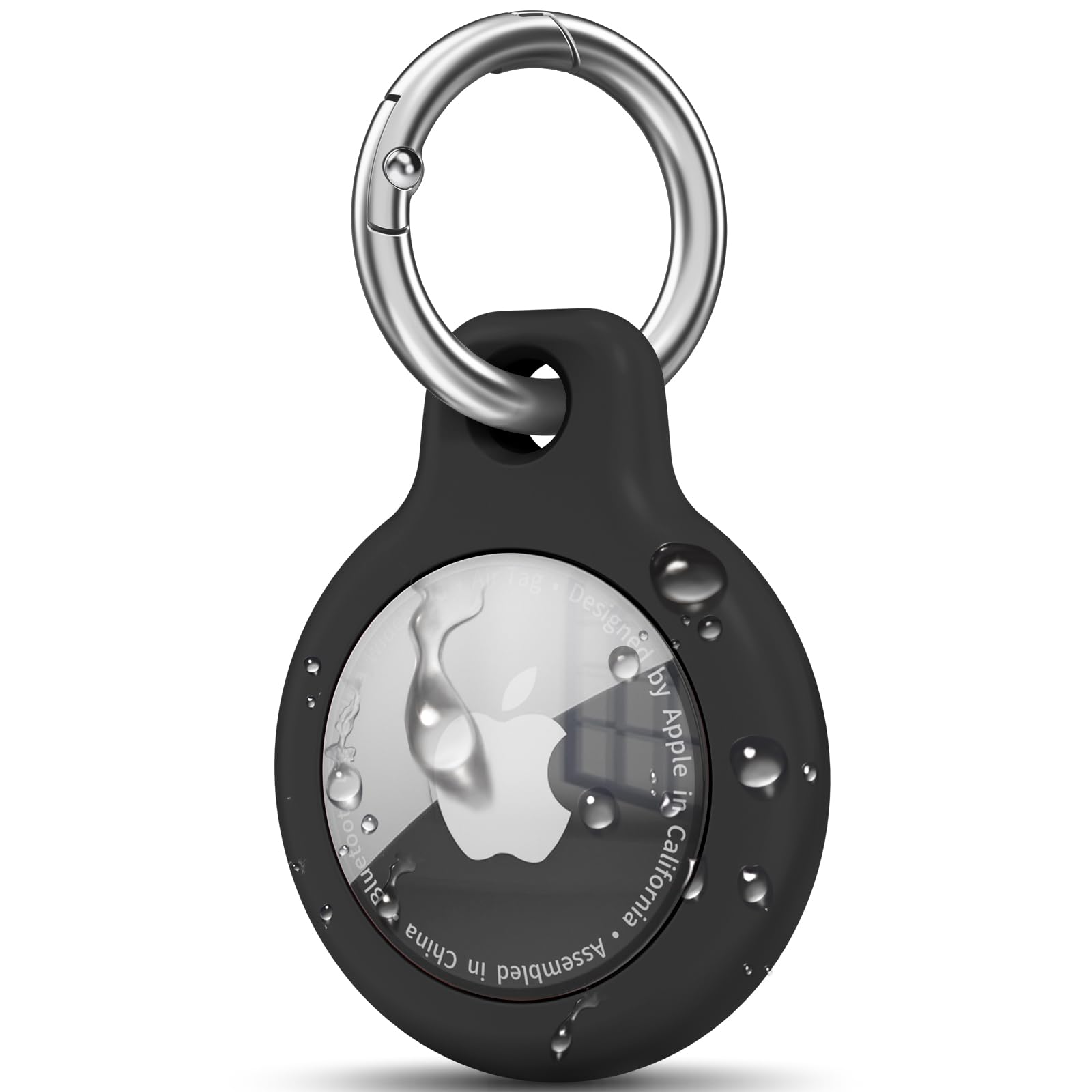 Wanme Airtag Porte Clé, Étuis pour Apple AirTag Coque, Protection Résistante à Scratch, Couvercle étanche, Maisons AirTag avec Couvercle Avant (Noir)