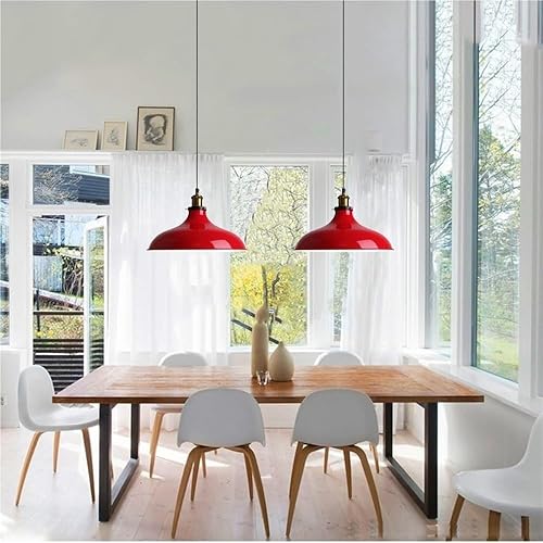 Miniatura 4 de Luces colgantes de estilo americano, lámpara colgante industrial vintage verde, lámpara colgante moderna con pantalla de metal para vestíbulo,