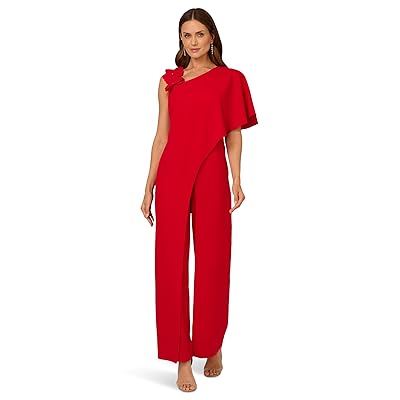 Adrianna Papell Asymmetrical Crepe Jumpsuit Women