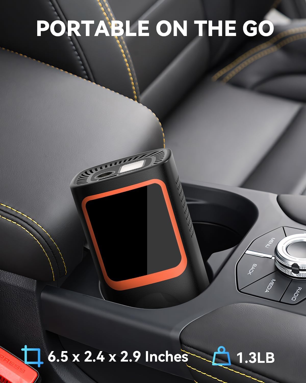 Gonfleur de pneus portable - Pompe à air sans fil 150PSI pour pneus de voiture avec manomètre et lumière LED, gonflage 2X plus rapide Compresseur d'air électrique pour voiture, vélo, moto, ballon
