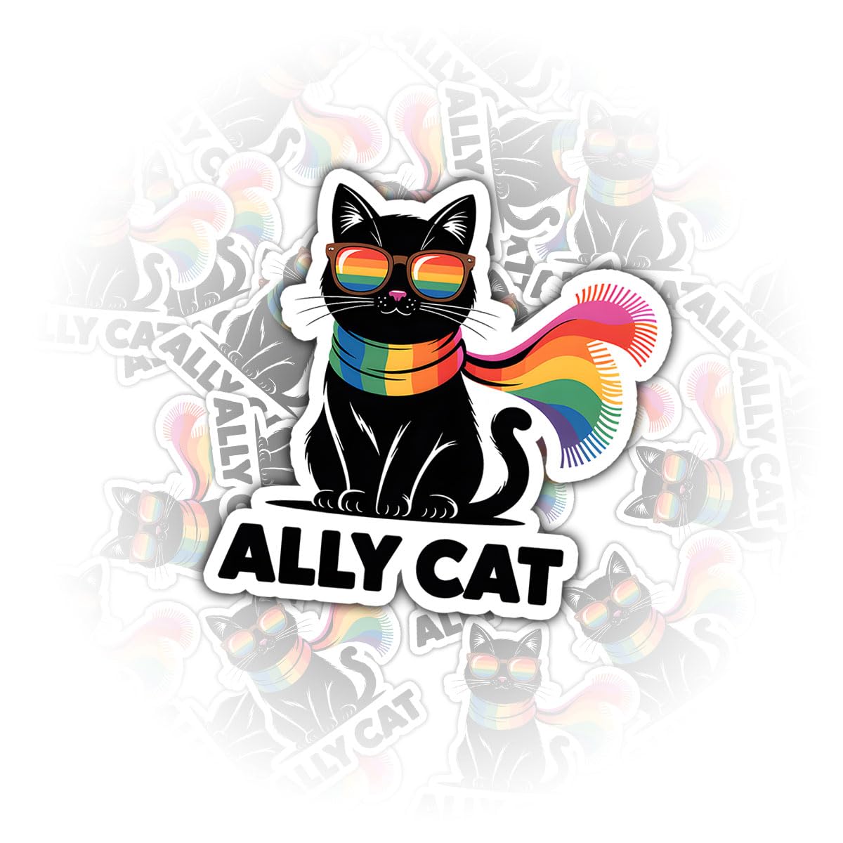 Stickers LGBT Ally Cat avec arc-en-ciel - Lot de 3 autocollants imperméables pour PC