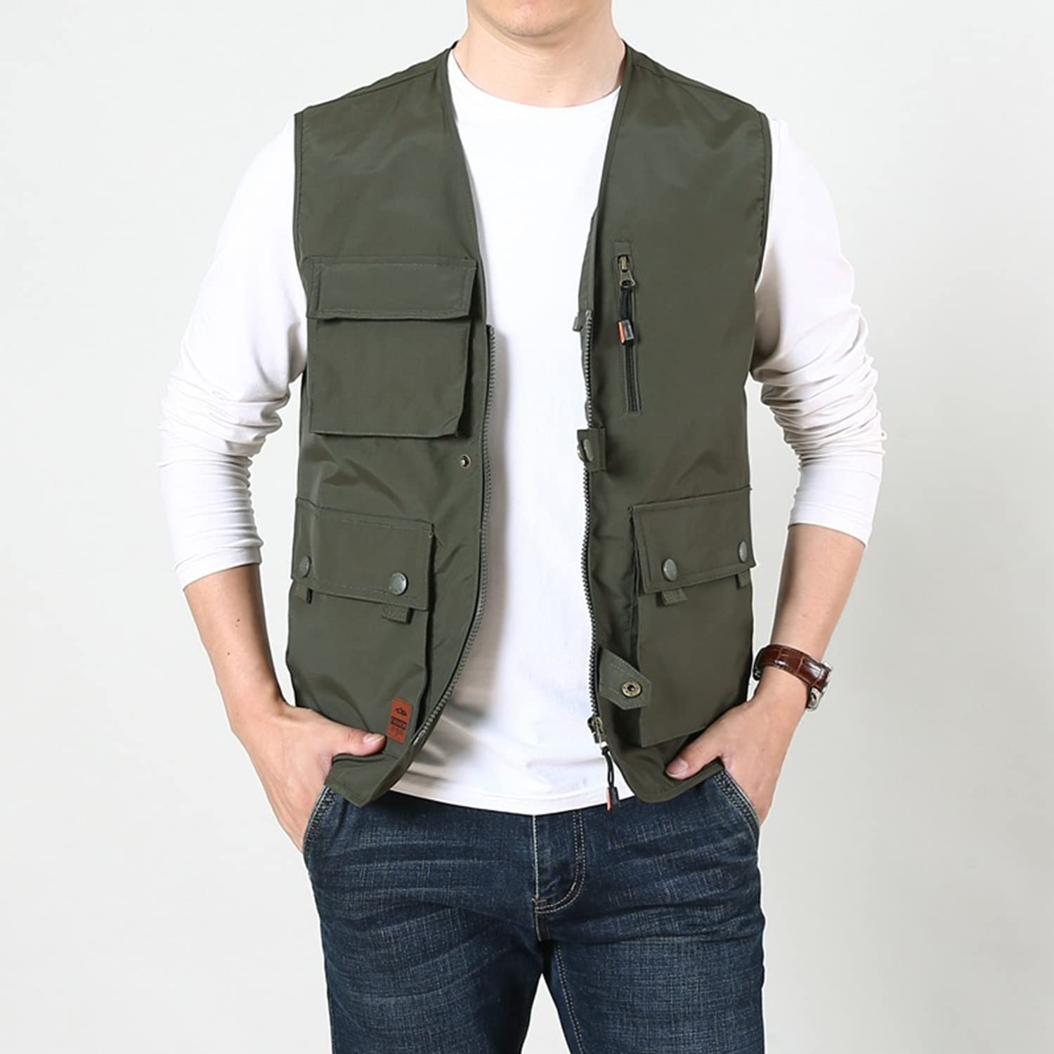 Chaleco Hombre Multibolsillos Chaleco Sin Mangas Transpirable Chaleco Deportes Exterior Chaleco Casual Fotografía Pescachaqueta