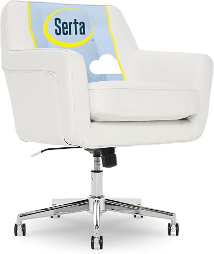 Serta Ashland - Silla ergonómica de oficina en casa con amortiguación de espuma viscoelástica, base de acero inoxidable con acabado cromado,
