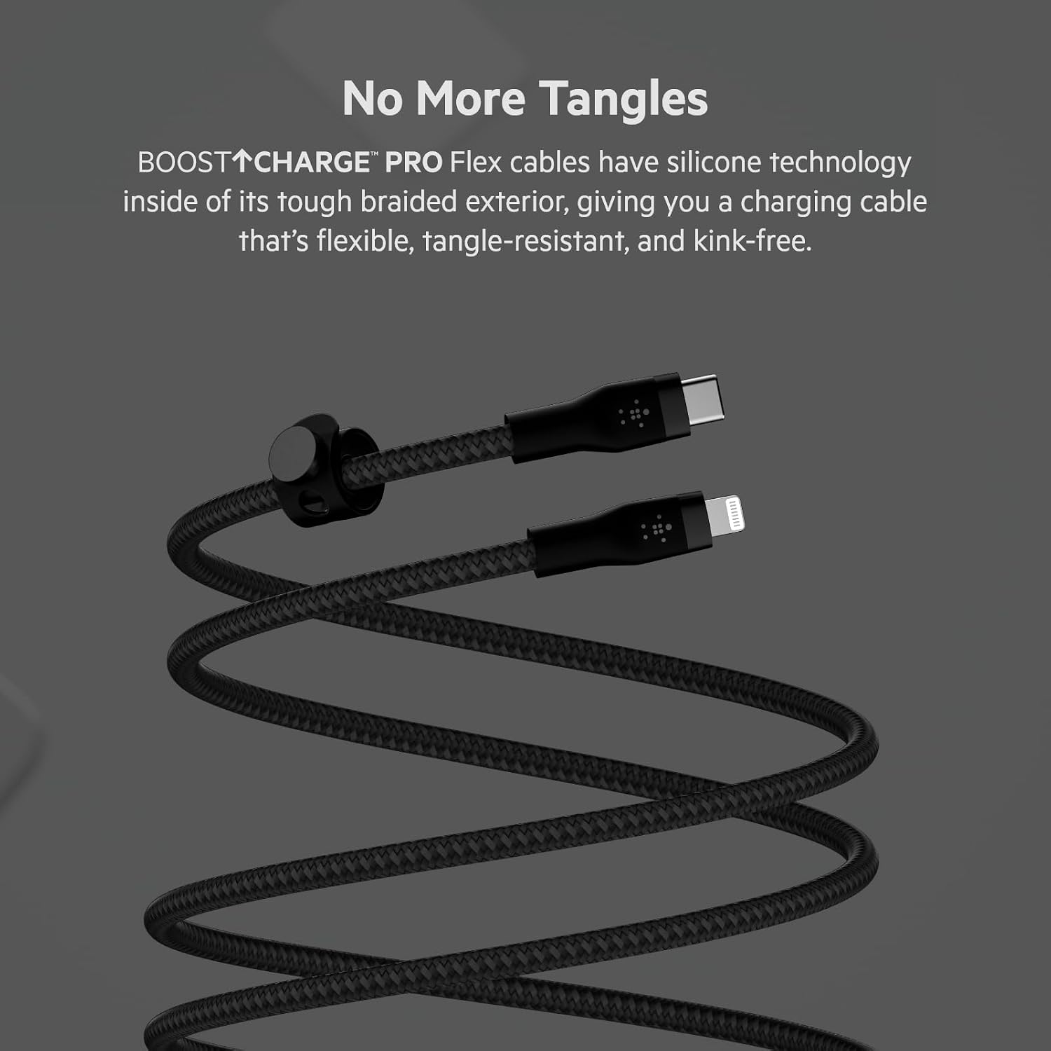 Condition photo showing New/Like New for belkin boostcharge pro flex braided usb type c to lightning cable (3m/10ft), mfi certified 20w fast charging pd power delivery for iphone 14, iphone 13, 12, 11, pro, max, mini, se, ipad - black black 9.9 ft