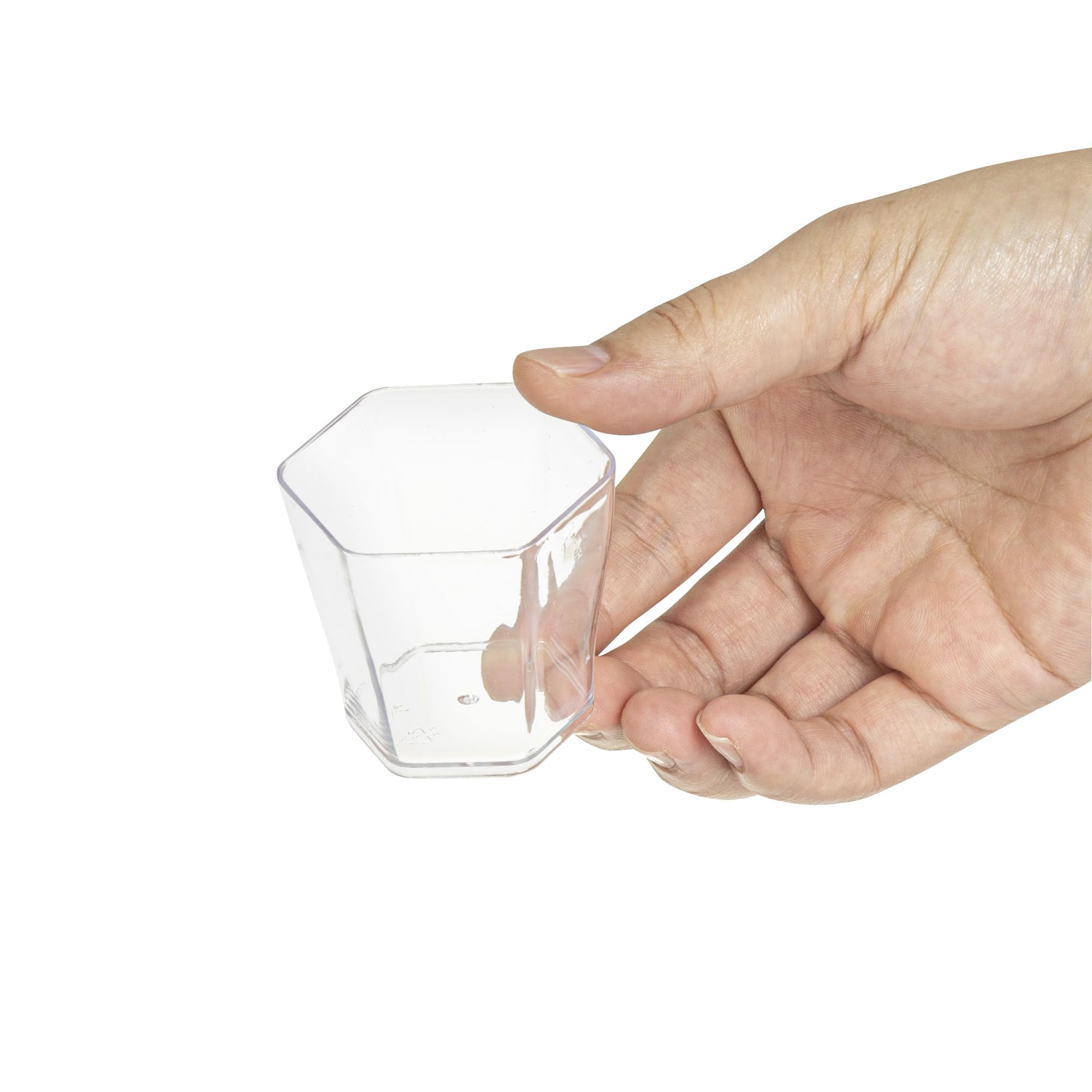 Hexagon cristal transparente 2 onzas 100 Count caja