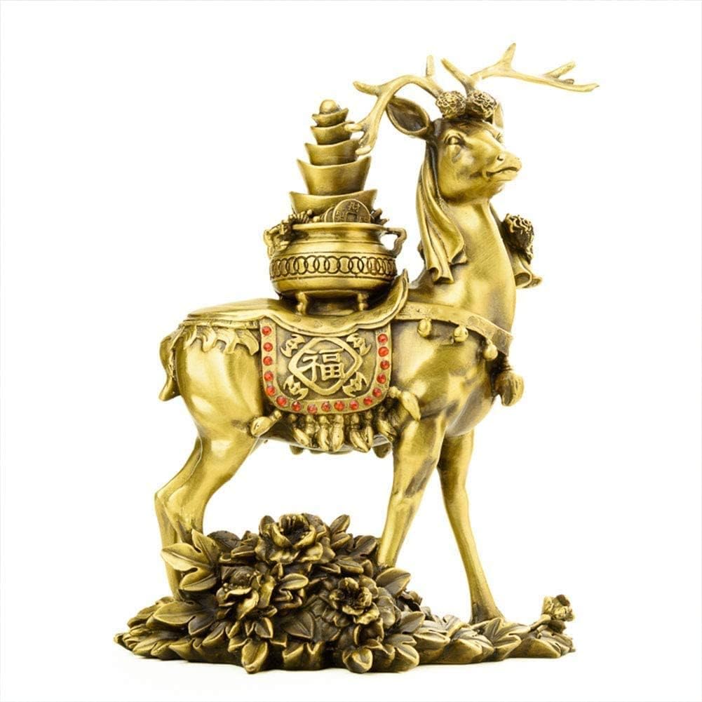 細工銅製 鹿首造像高彫 迫力 開運置物 上質 高さ約32cm 細工