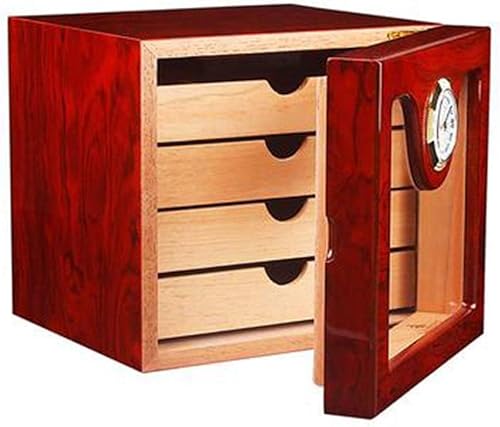 Humidor de madera Caja de cigarros Gabinete Caja de cigarros portátil Higrómetro Caja de humidor de cigarros para capacidad de viaje alrededor de 75
