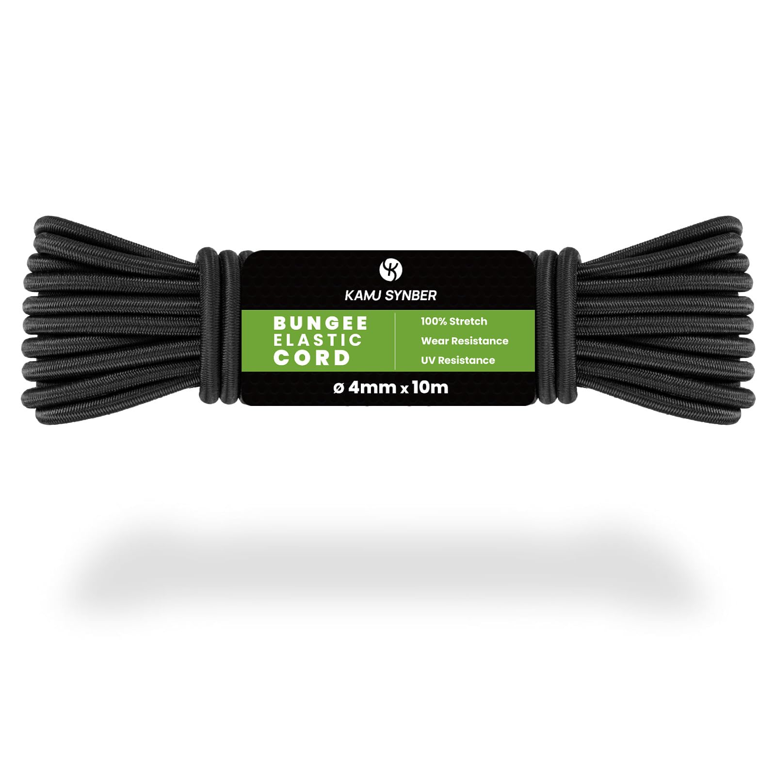 Kamu Synber Bungee Cord 4mm x 10m Elastic Shock Cord Bungee Rope for Tarpaulin Kayak, Tie Down, Camping, Black - Image 2