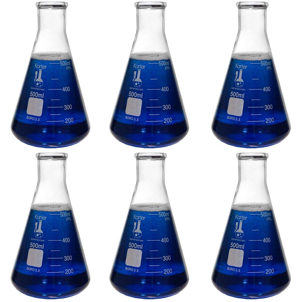 500 ml de boca estrecha Erlenmeyer con tapón de goma, Karter Científico