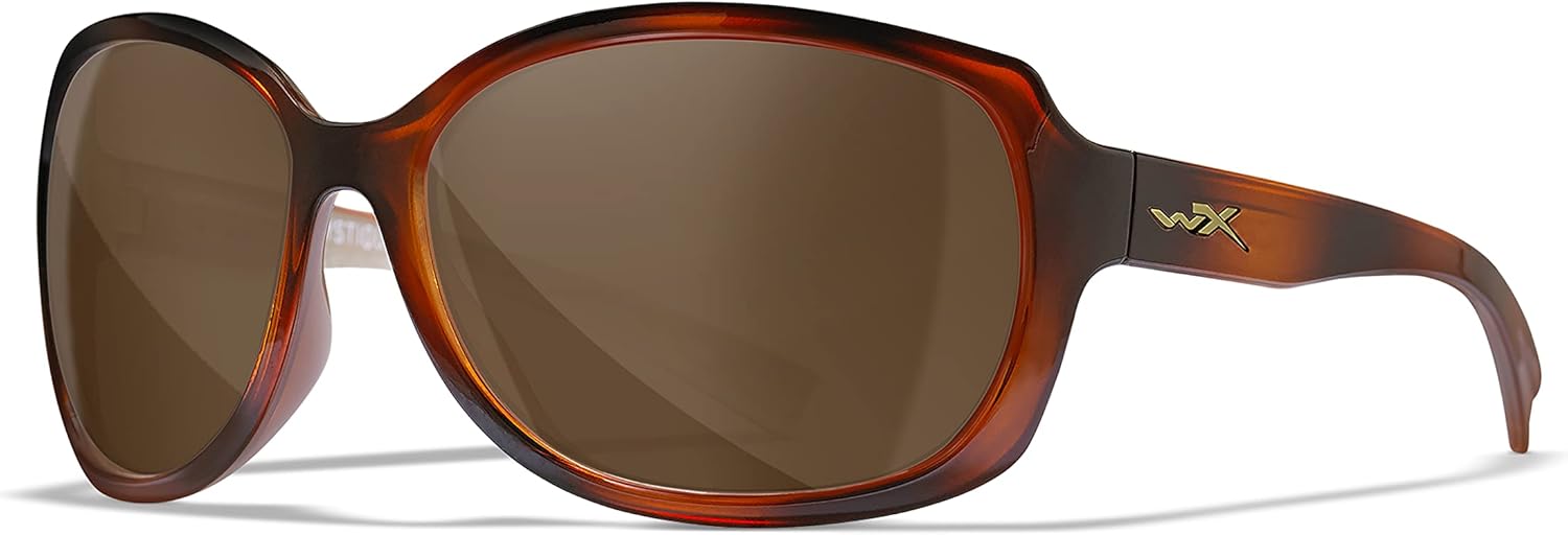 Wiley X WX Mystique Active Womens Brown Lenses Gloss Demi Sunglasses, UV Eye Protection and Safety For Outdoor Sports Prescription Ready