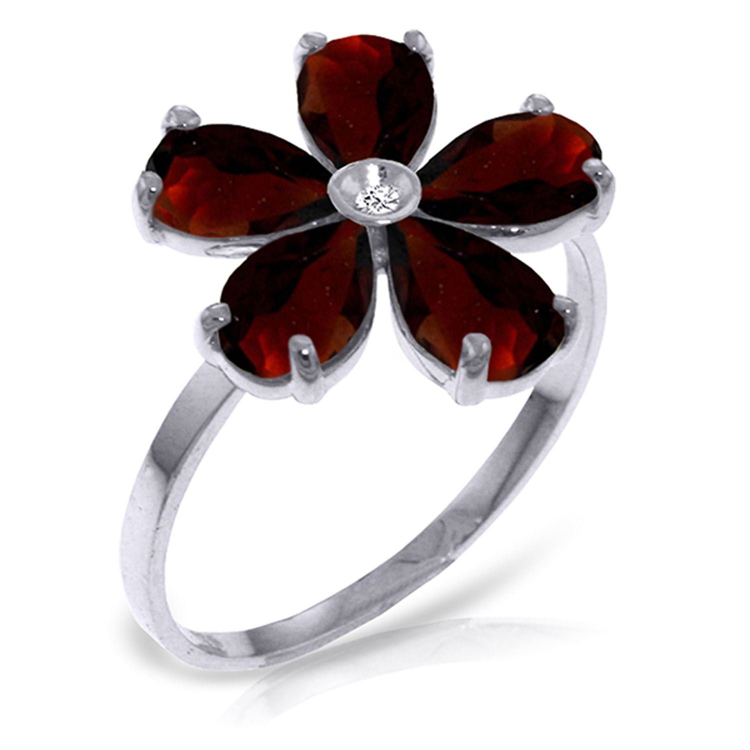 2.22 CTW 14K Solid White Gold Enjoy Tranquility Garnet Diamond Ring