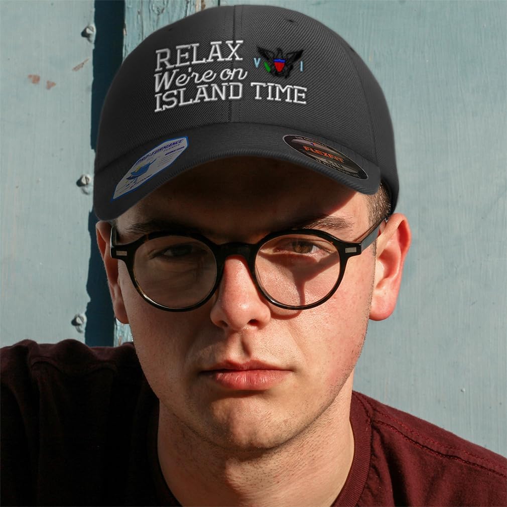 Custom Flexfit Hats for Men & Women Relax Island Time Virgin Islands Embroidery Relax Dad Hat Baseball Cap
