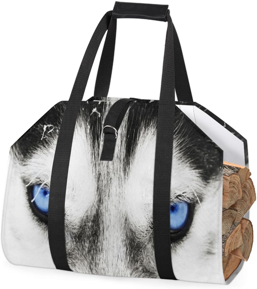 Huskie Eye Firewood Carrying Bag Firewood Log Tote Indoor Carrying Animal Dogs Bag Firewood