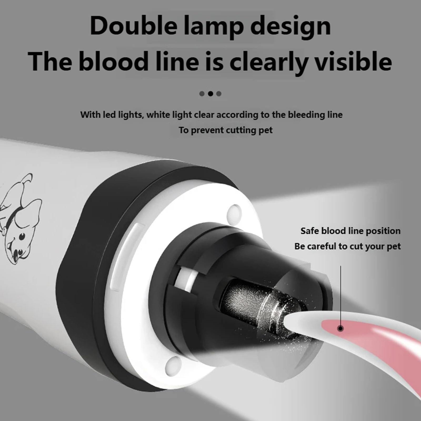 Molinillo eléctrico de uñas para mascotas con luces LED para recortar uñas de perro de forma segura y silenciosa en casa, lima de uñas de mascotas de bajo ruido