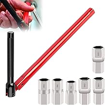 0XBIT Faucet Wrench Set, 13 mm Tap Installation Key, 8-14 mm, with Extension Socket, 6 Pieces, Red Tap Nut Wrench for Faucet, Tap Wrench Tool for Tap Mounting