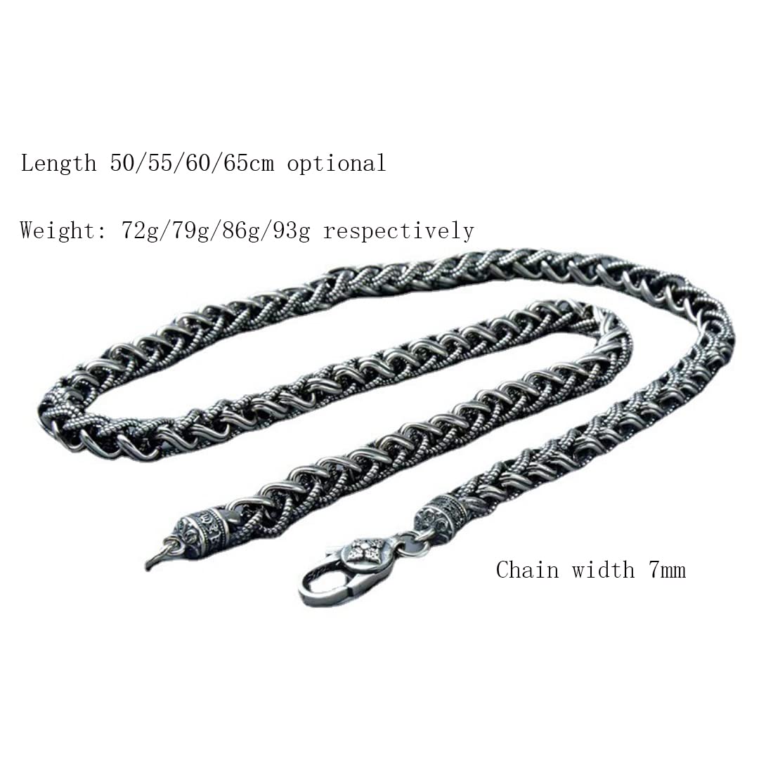 MęSki Srebrny Gruby Naszyjnik, Vintage S925 Srebrny Naszyjnik Vajra Woven Twist Chain