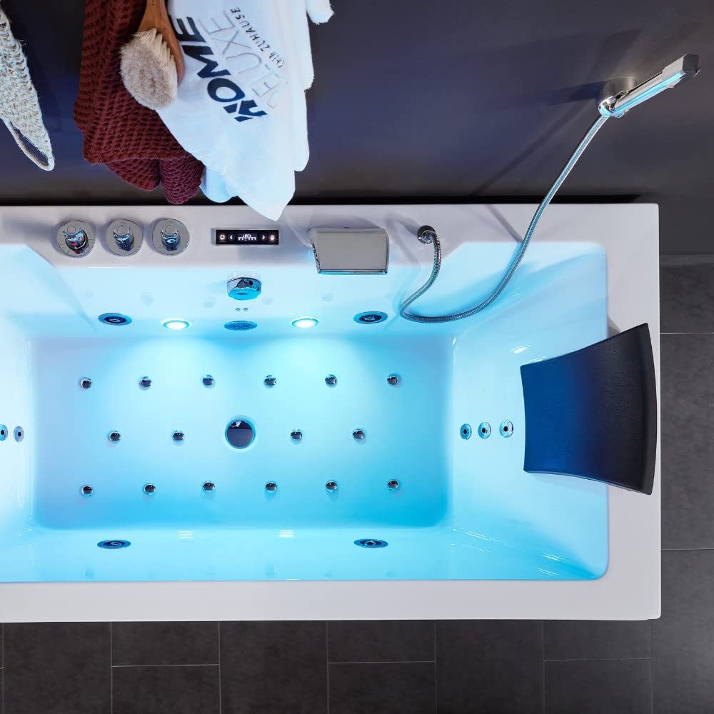 HOME DELUXE Spa d'intérieur 'Laguna M Pure' -Version: M Pure- Chauffage et Fonction Massage Inclus, Douchette à Main Incluse I Bain à remous intérieur, Spa Rigide, Baignoire avec Massage, Baignoire