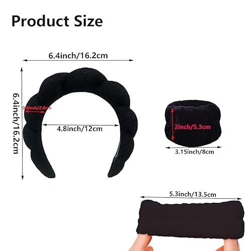 Miniatura 2 de Diadema de esponja de spa para lavar la cara, diadema de maquillaje para mujeres, con 4 bandas para el cabello, accesorios para el cuidado de la
