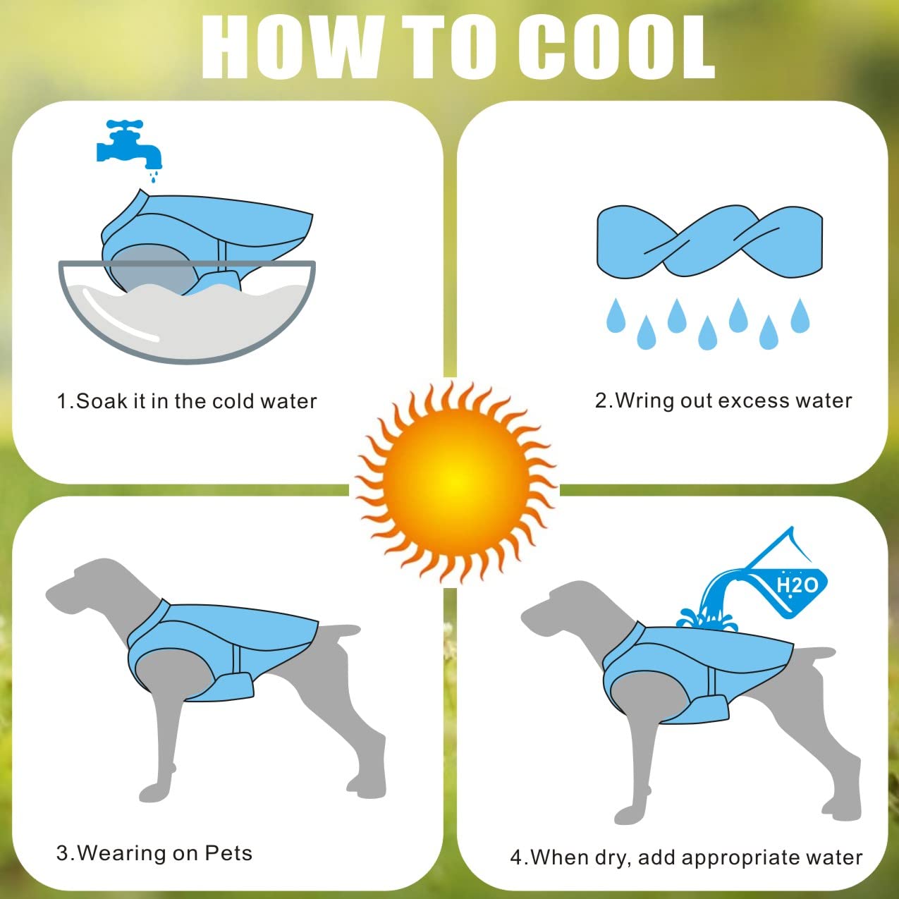 Gilet de Refroidissement pour Chien,Veste de Refroidissement pour Chien en Maille Respirante Réglable Manteau d'été pour Chien Manteau de Glace de Sécurité (L, Bleu)