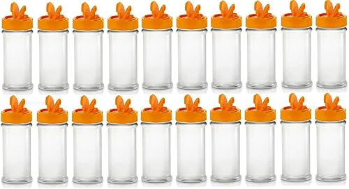 Miniatura 5 de Nakpunar 20 frascos de plástico transparente de 8 onzas líquidas para especias con tapa negra y disco de orificio para tamiz PET, sin BPA, fabricado