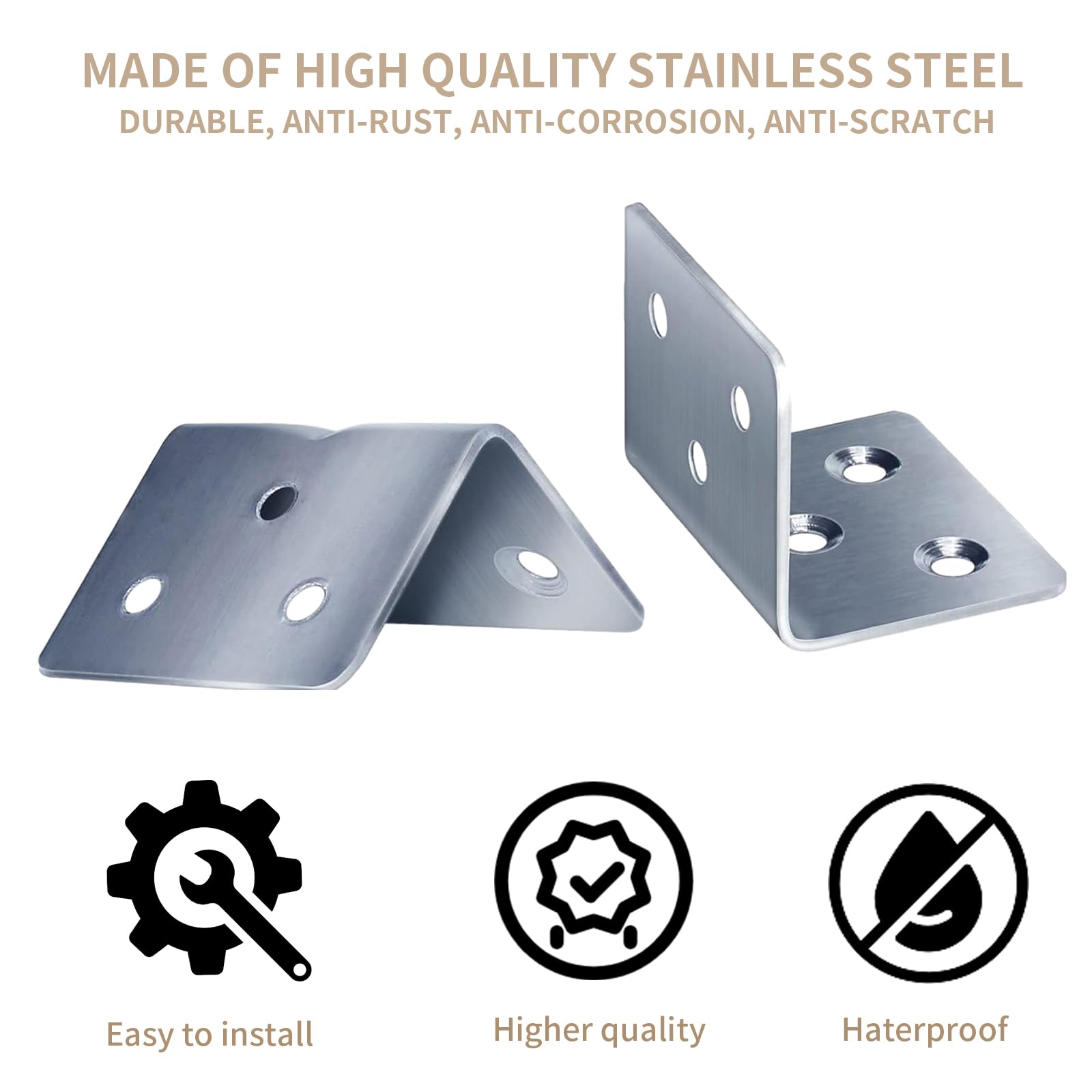 Staffe Angolari In Acciaio Inox - 15 Pezzi, 30x30x38mm, Con 90 Viti, Per Mobili - Foto 7