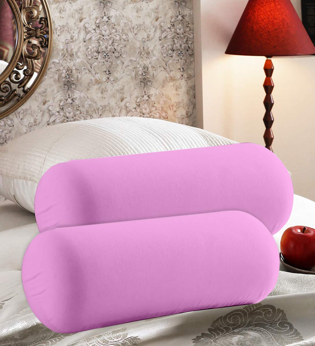 Oyasumi Polyester Bolster Pillow, 24x8 inch, Pink, Pack of 2 Amazon