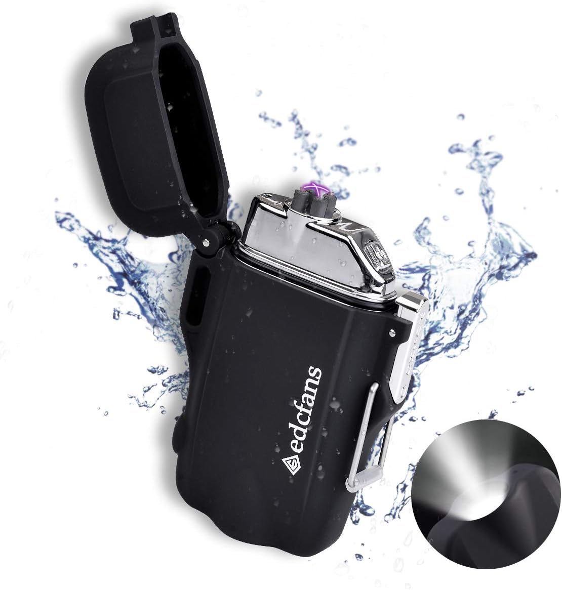 Waterproof USB Lighter, LED Handheld Flashlight with Plasma Electric Arc Lighters, Unique Rechargeable Portable Spotlight for Camping, Hiking or Backpacking