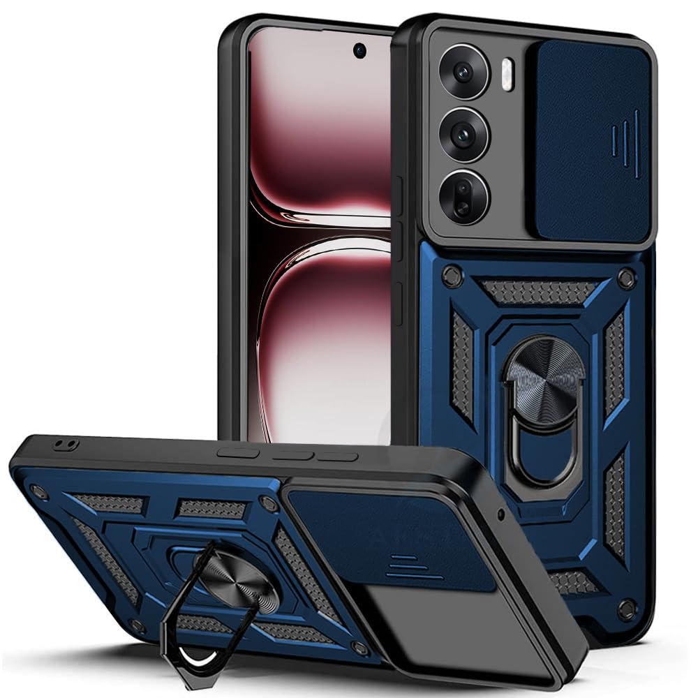 AESTMO Polycarbonate Tough Armor Oppo Reno 12 Pro 5G Bumper Back Case Cover|Ring Holder&Sliding Camera Shield Cover|360 Degree Protection Back Case Cover For Oppo Reno 12 Pro 5G(Blue) (B0D9KFWSX6) Amazon Price History, Amazon Price Tracker
