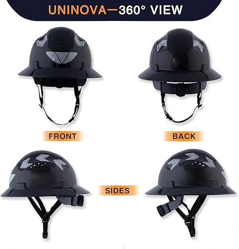 Miniatura 8 de Casco de seguridad de ala completa ventilado, casco de seguridad UNINOVA ANSI Z89.1, aprobado por la OSHA, cascos de construcción para hombres y